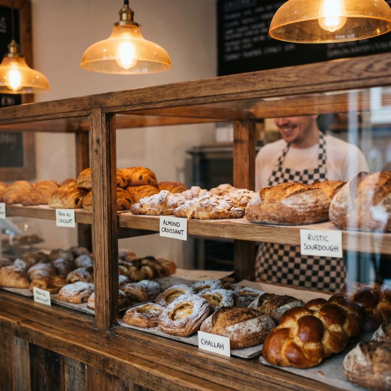 Fresh pastries in a local bakery